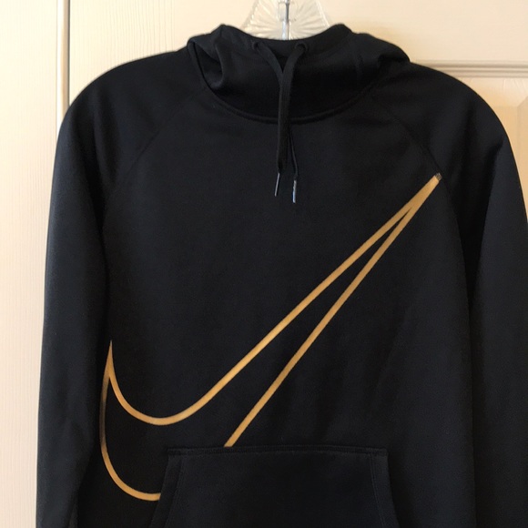 Nike Tops - 🎉HP🎉Nike Black Therma-Fit Hoodie w/ Gold Swoosh